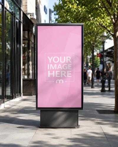 City Street Advertising Display Mockup with Customizable Poster