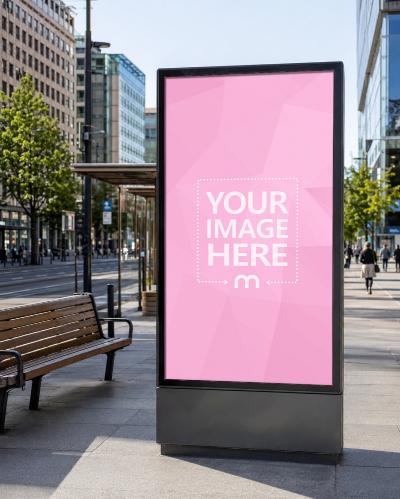 Urban Digital Billboard Mockup with Customizable Poster