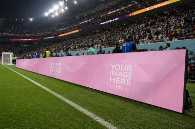 Customisable Football Stadium Banner Mockup with 3 Ad Spaces