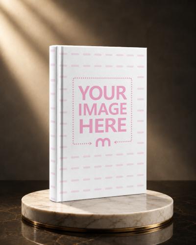 Customizable Hardcover Book Mockup with Editable Cover and Spine