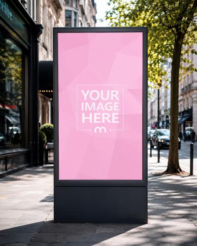 City Street Advertising Lightbox Mockup with Customizable Poster