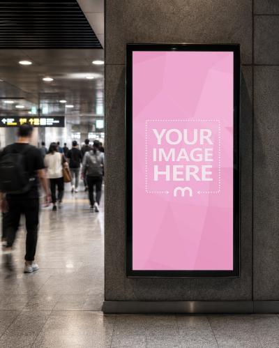 Metro Digital Advertising Display Mockup with Customizable Screen