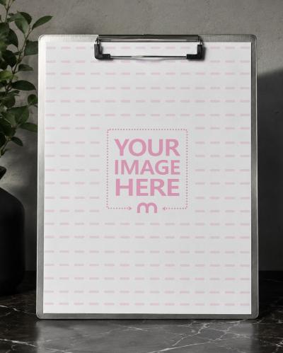 8.5 x 11 Paper Mockup on Metal Clipboard