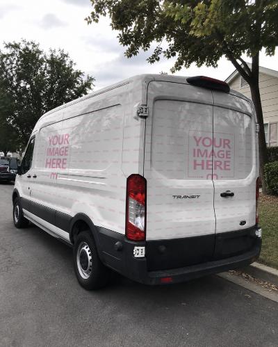 Ford Transit Van Wrap Mockup – LWB Medium Roof Side & Rear View