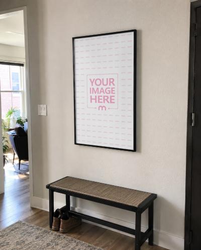 Black Picture Frame Mockup Modern Hallway Wall Art Display