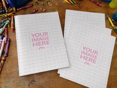 Kids Coloring Book Mockup Cover & Coloring Pages Display