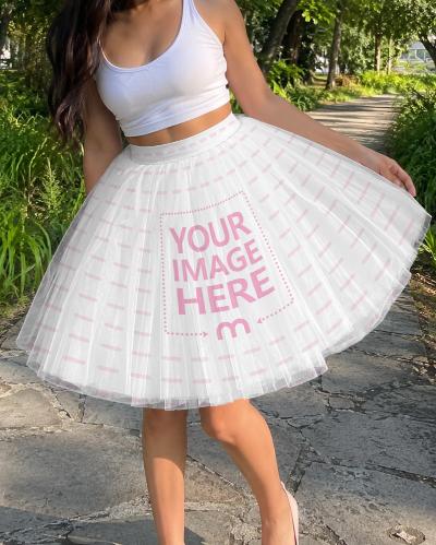 White Tutu Skirt Mockup – Outdoor Tulle Fashion Scene