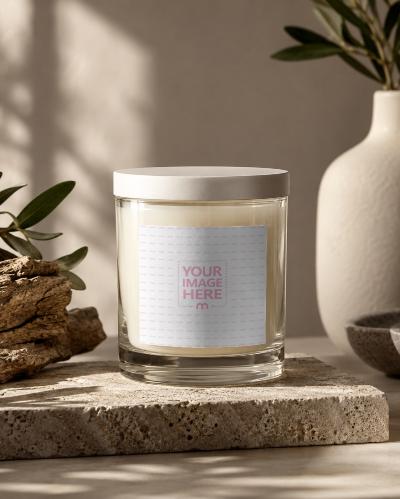 Luxury Glass Candle Mockup Jar with Editable Label
