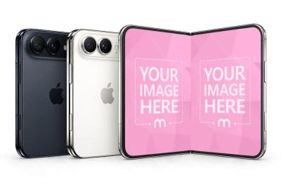 Foldable iPhone Duo Mockup – Full Screen & Dual Screen Customizable Phone