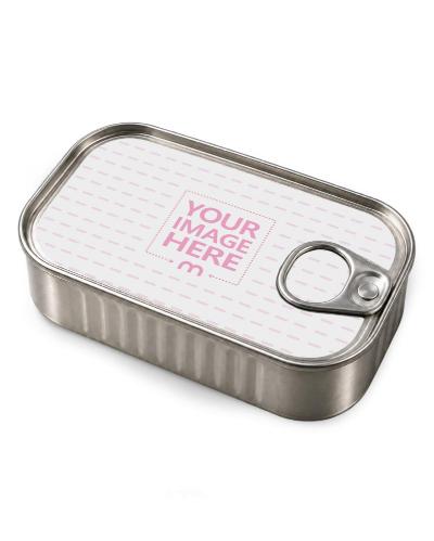 Sardine Can Mockup Editable Food Tin Lid & Seafood Packaging