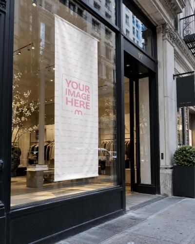 Luxury Store Window Banner Mockup Fashion Boutique Display