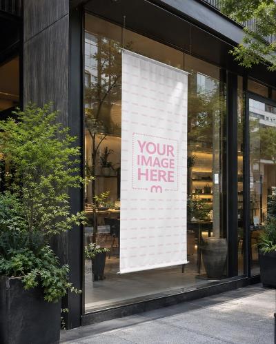 Luxury Store Window Banner Mockup