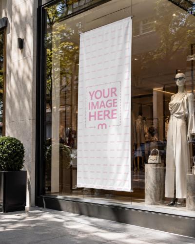 Luxury Fashion Store Window Banner Mockup Generator