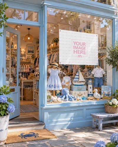 Kids Store Window Banner Mockup Generator