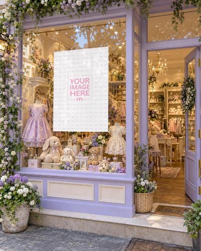 Kids Boutique Window Poster Photoshop Mockup