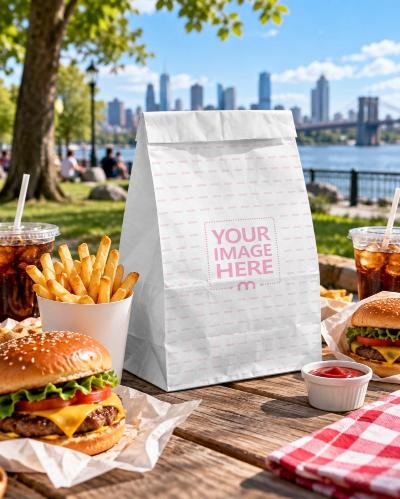 Fast Food Packaging Takeaway Bag Mockup