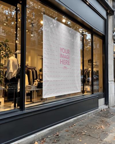High Resolution Store Window Banner Mockup PSD
