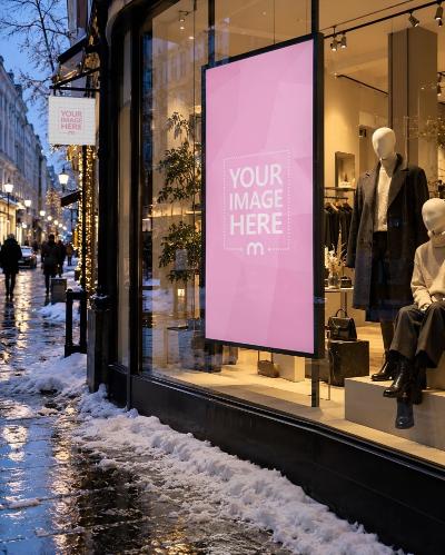 High Resolution Storefront Screen Mockup With Company Logo