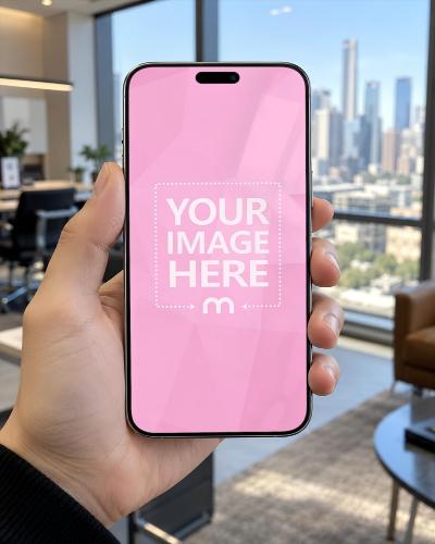 iPhone 18 Pro Hand Holding App Screen Mockup Template