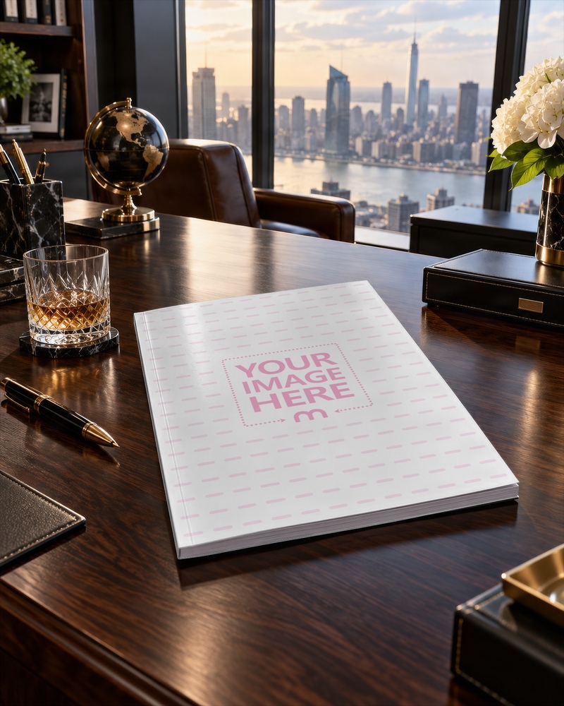 Luxury Executive Magazine Mockup in Premium City Office Luxury Executive Magazine Mockup in Premium City Office preview image