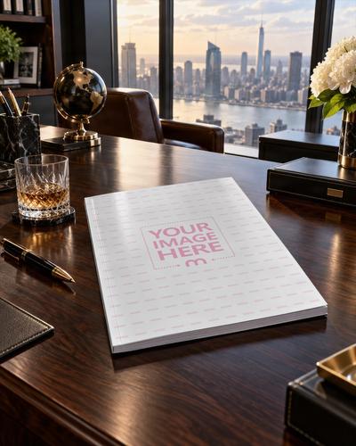 Luxury Executive Magazine Mockup in Premium City Office