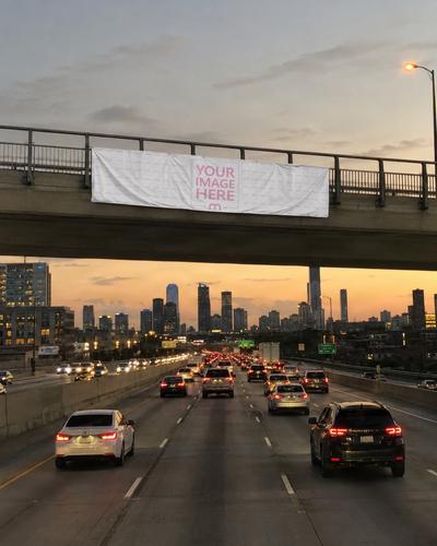 High Resolution Highway Overpass Banner Mockup