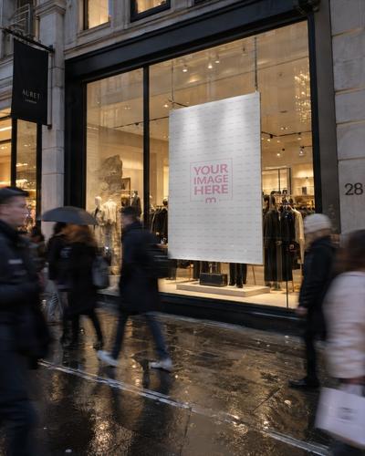 Luxury Storefront Window Banner Mockup for Advertising